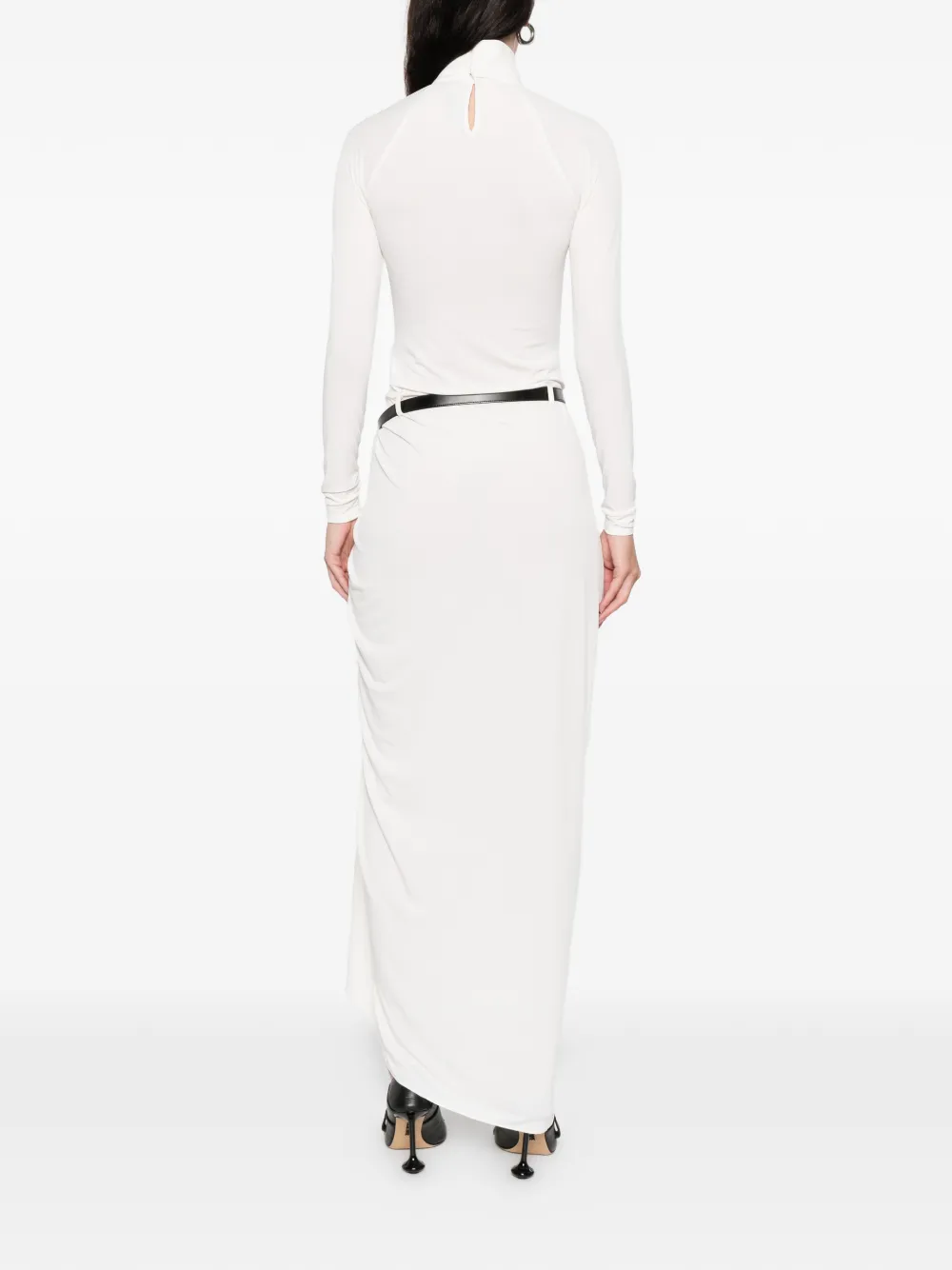 Coperni Long-sleeve Belted Dress In White