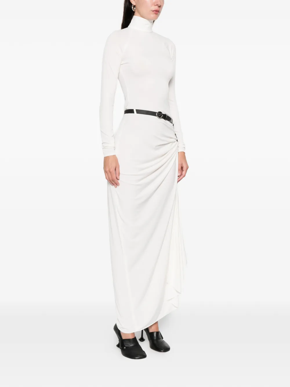 Coperni Long-sleeve Belted Dress In White
