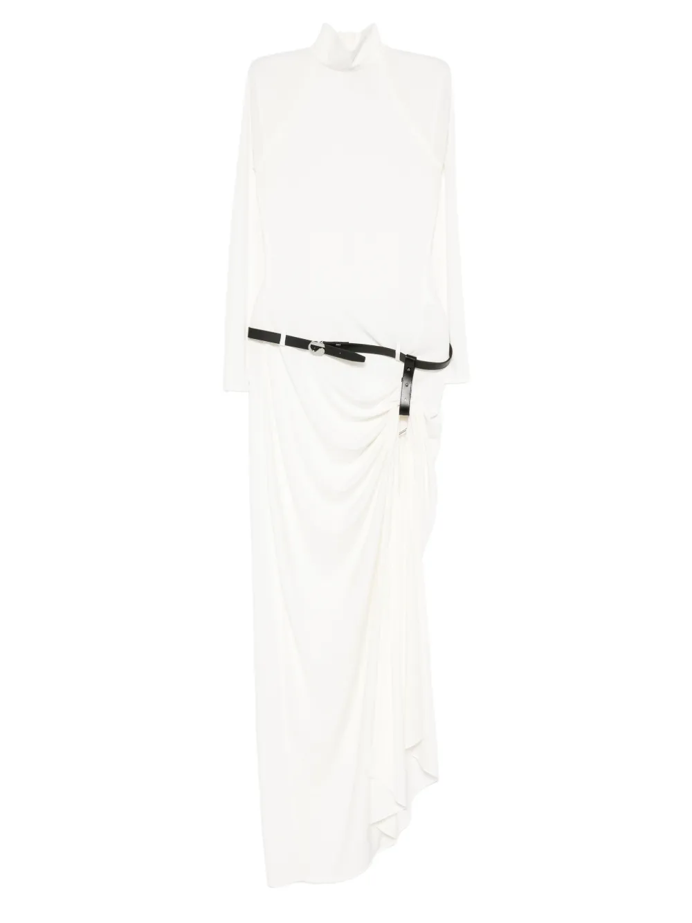 Coperni Long-sleeve Belted Dress In White
