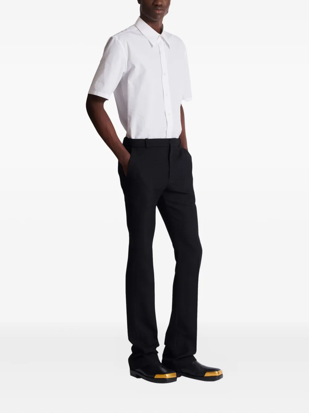  Balmain Darted Wool Trousers - Black 