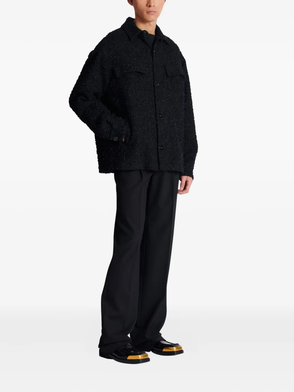  Balmain Tweed Shirt Jacket - Black 