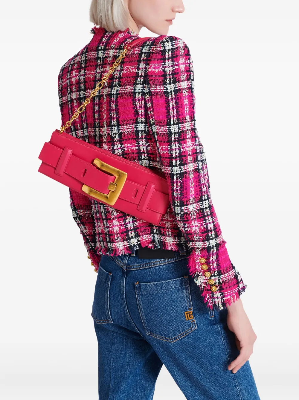 Balmain Anthem leren schoudertas - Roze