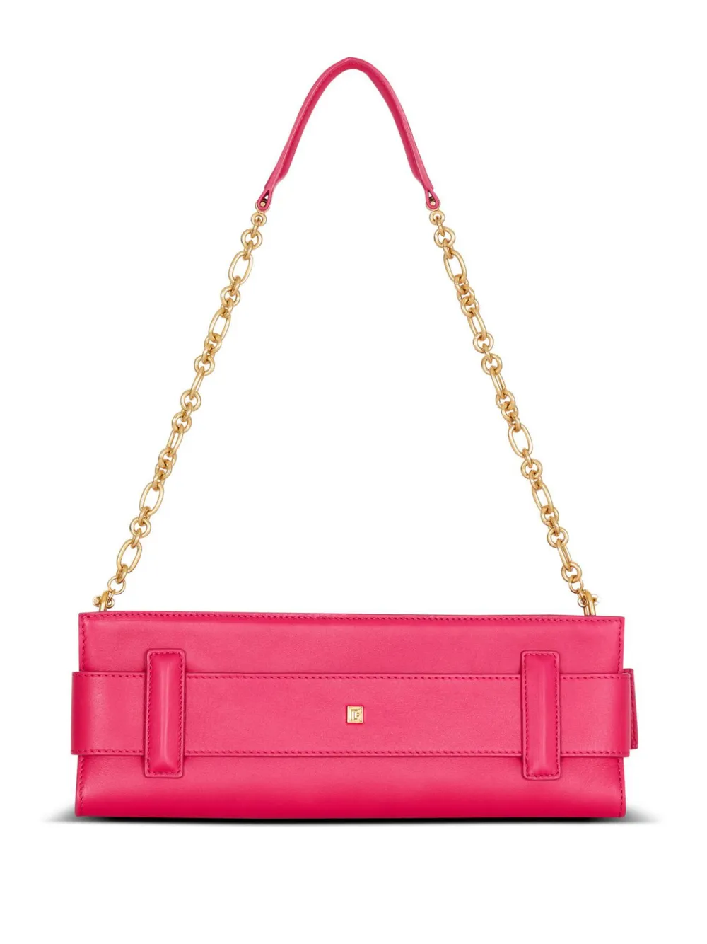 Balmain Anthem Calfskin Leather Clutch In Pink