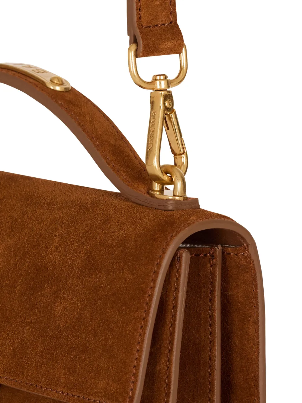 Balmain B-buzz 24 Suede Shoulder Bag In Brown