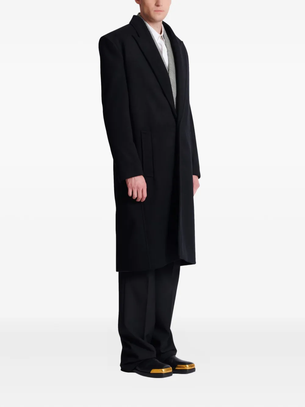  Balmain Single-breasted Wool Coat - Black 