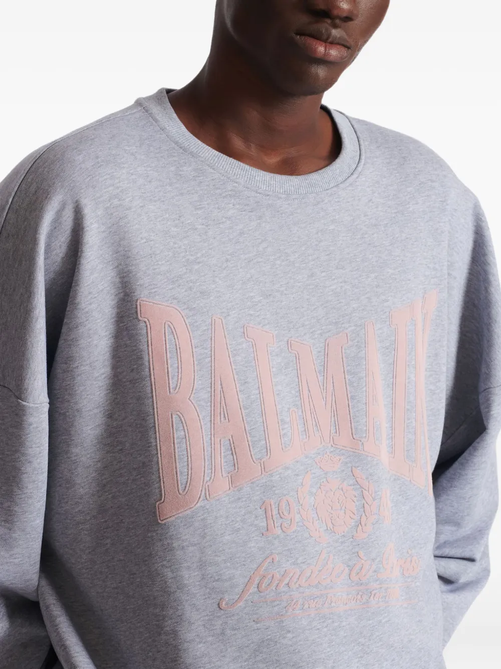 Balmain Katoenen trui met print Grijs