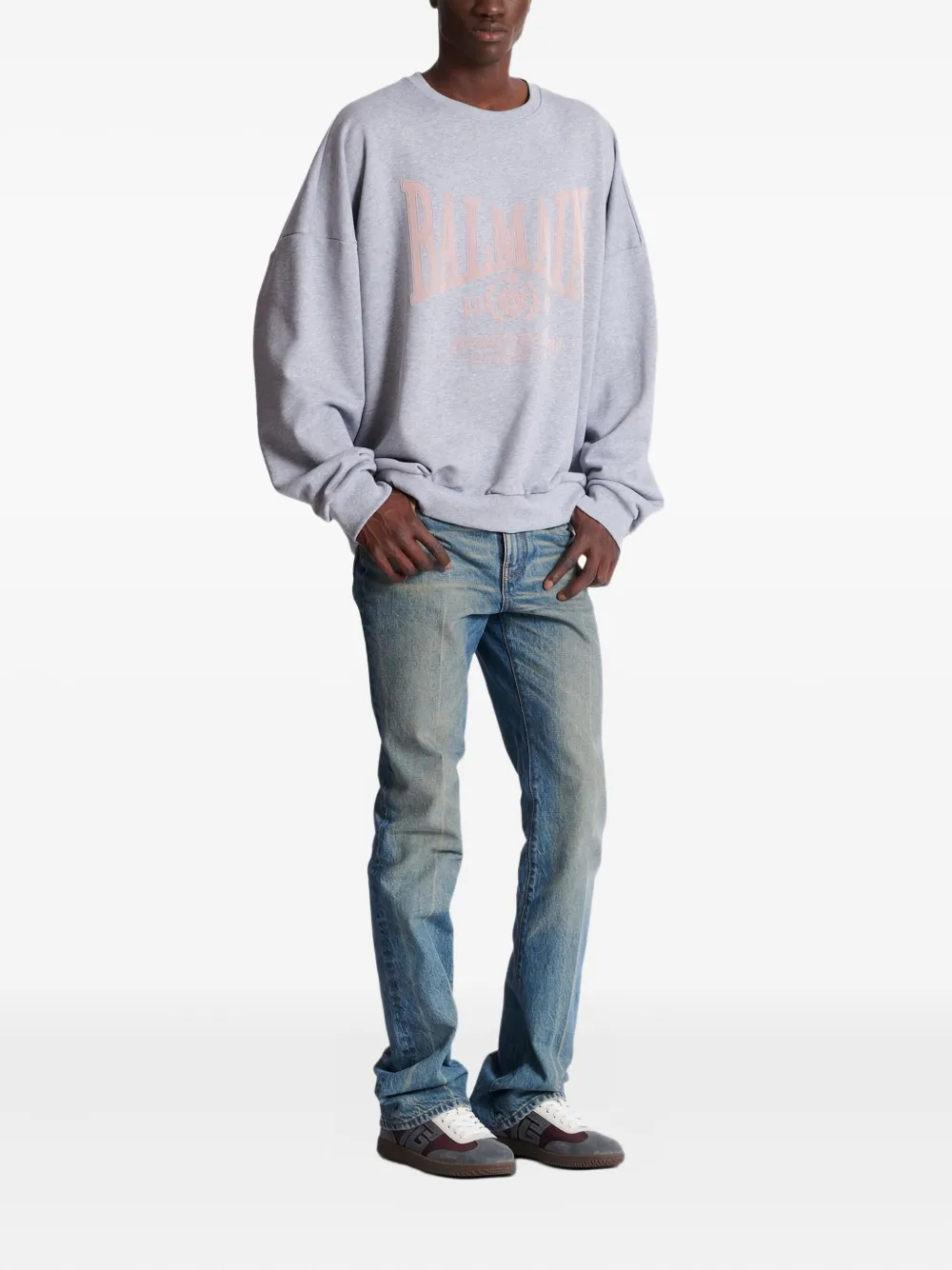 Balmain Katoenen trui met print Grijs