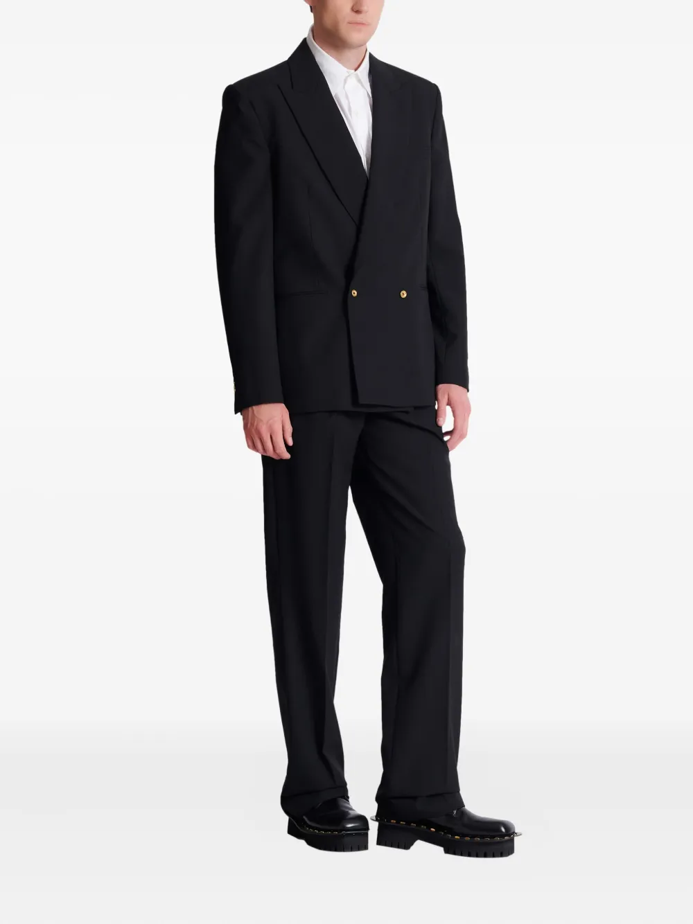  Balmain Double-breasted Wool Blazer - Black 