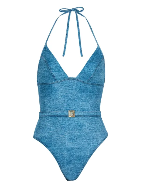 Balmain logo-plaque swimsuit