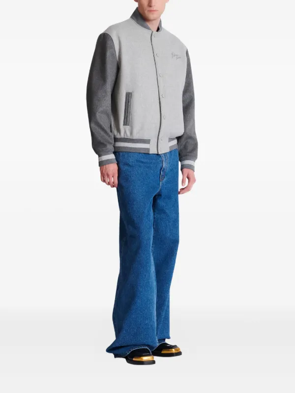 Balmain button-down Bomber Jacket | Grey | FARFETCH SG