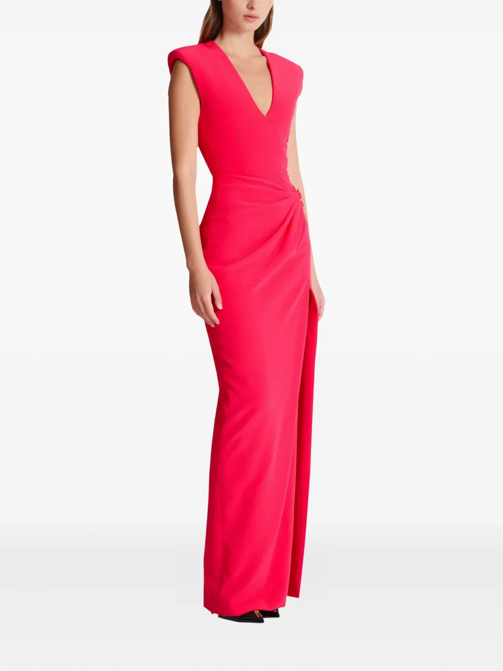 Balmain Crêpe jurk verfraaid met ketting Rood