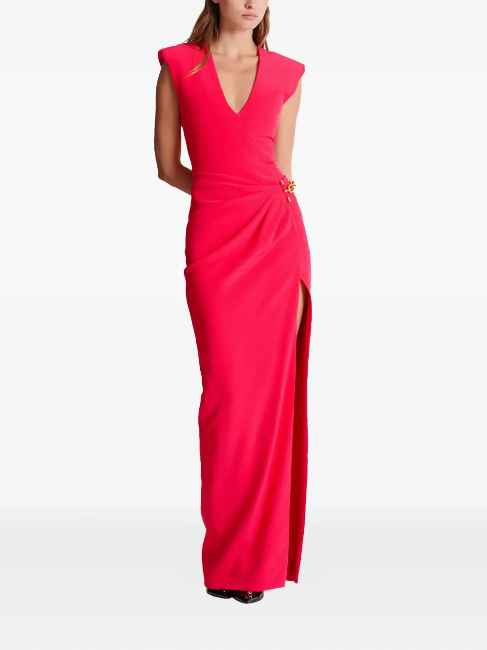 Balmain Cr&ecirc;pe jurk verfraaid met ketting - Rood