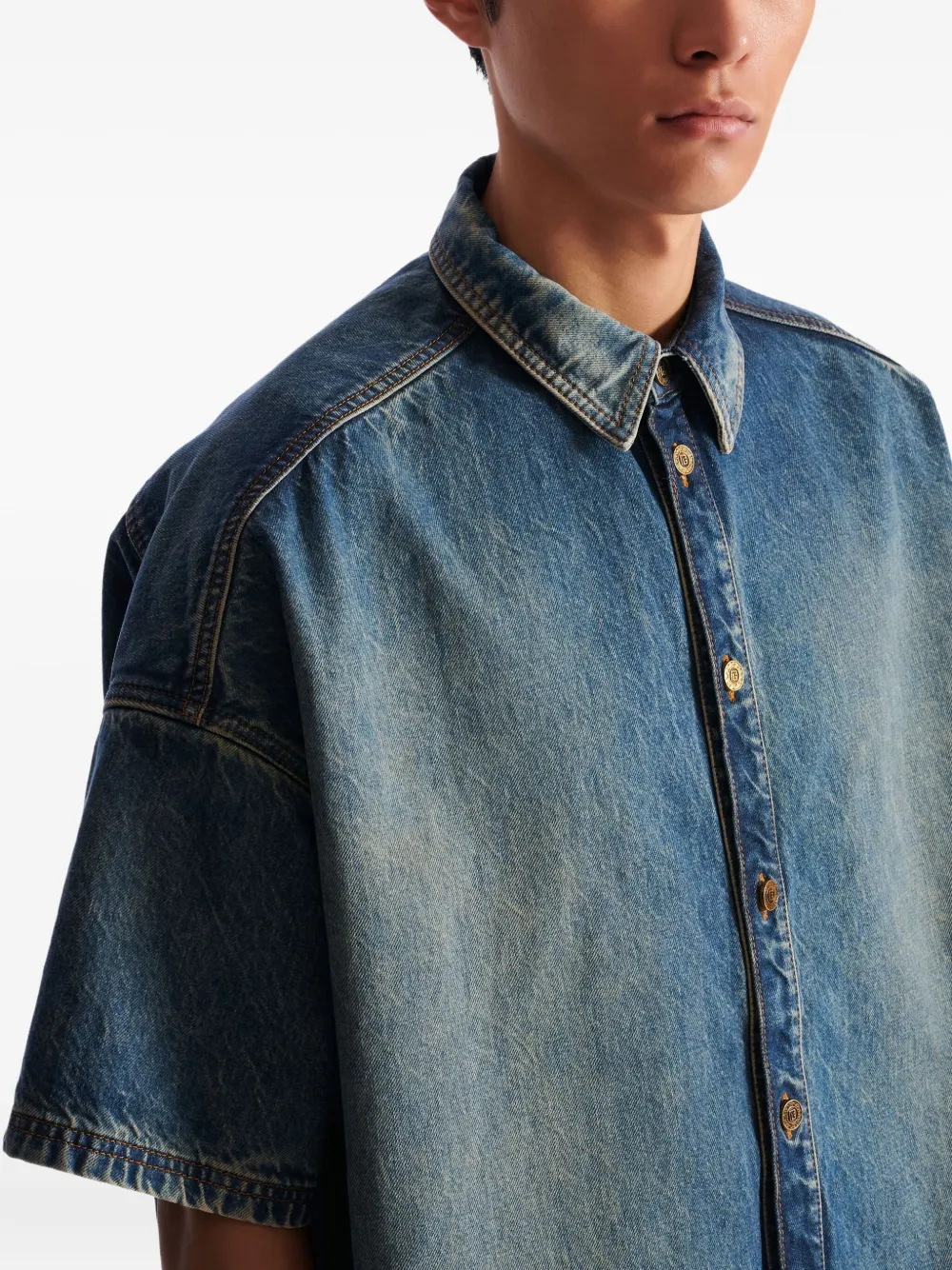 Balmain Overhemd met korte mouwen Blauw