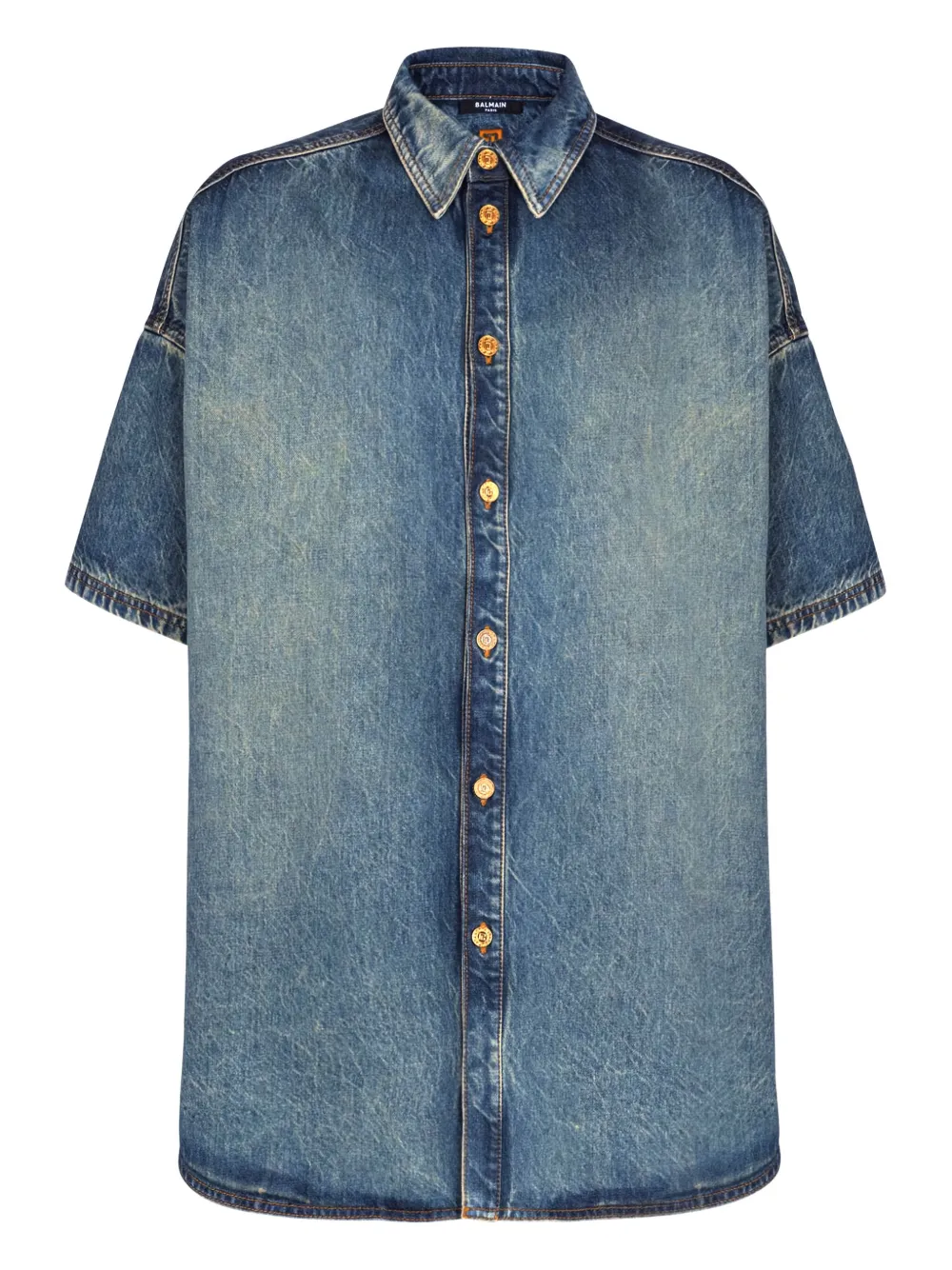 Balmain Camicia a maniche corte con bottoni - Blu