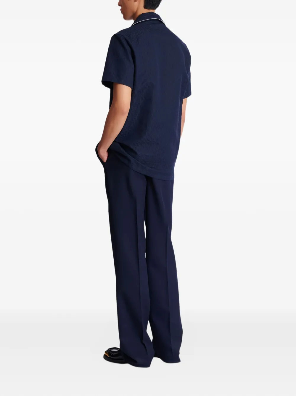 Balmain Overhemd met PB-monogram en korte mouwen Blauw