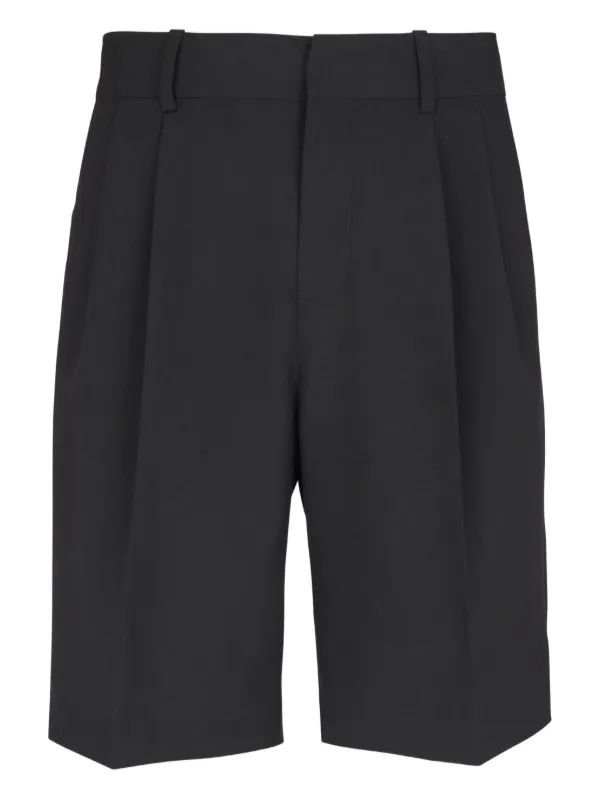 Balmain Darted Wool Shorts in Black