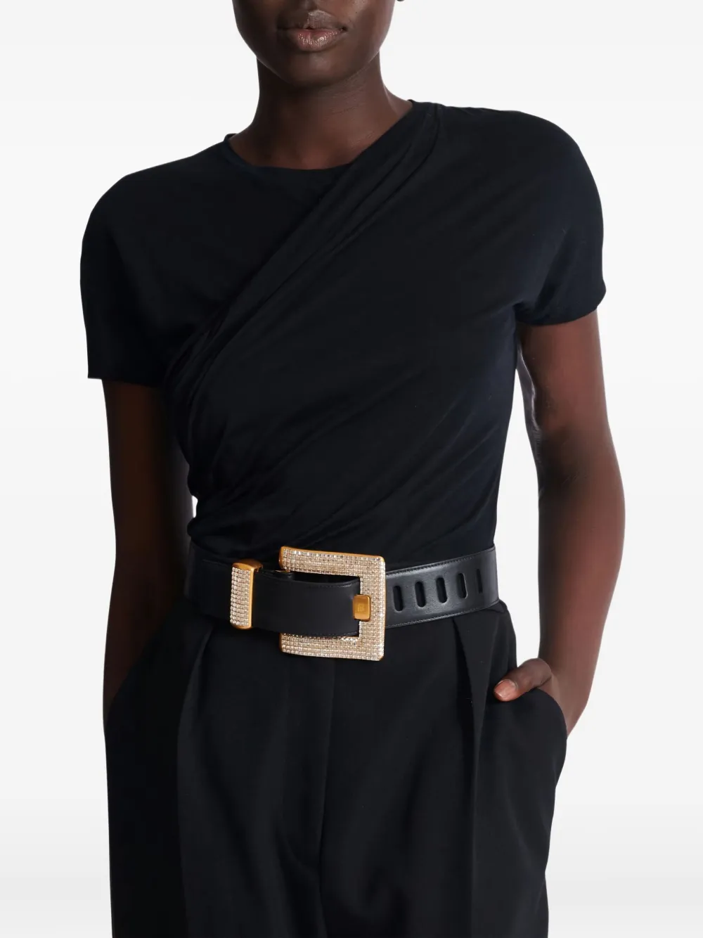 Balmain Anthem riem met vierkante gesp Zwart
