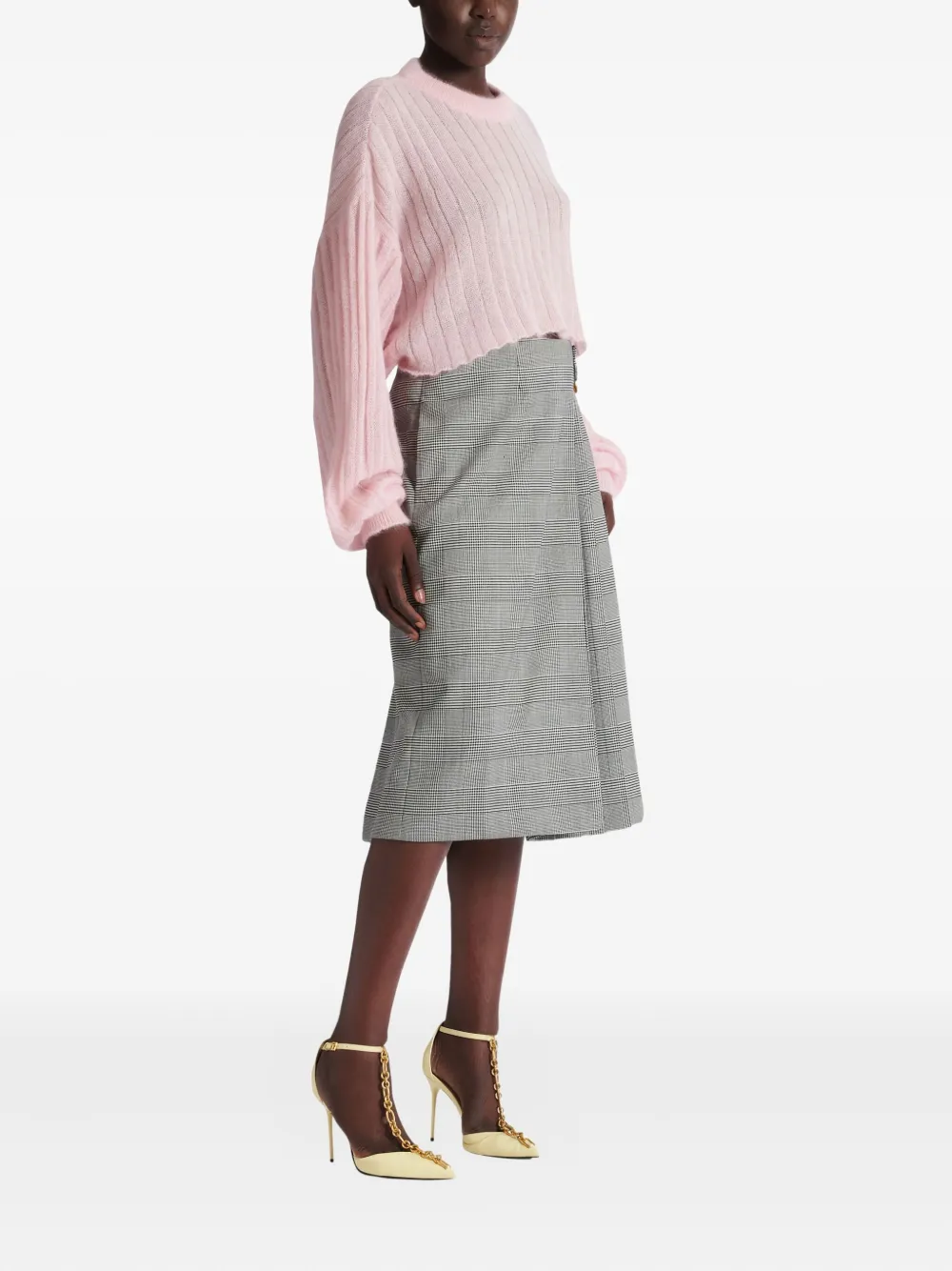  Balmain Ribbed Long-sleeve Sweater - Pink 