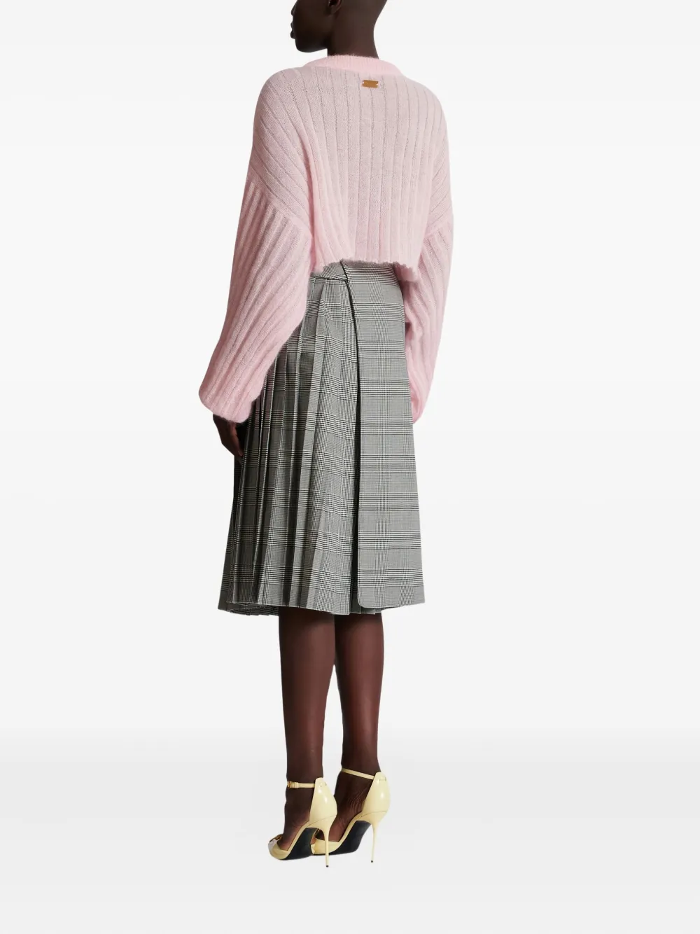 Balmain Geribbelde trui met lange mouwen Roze