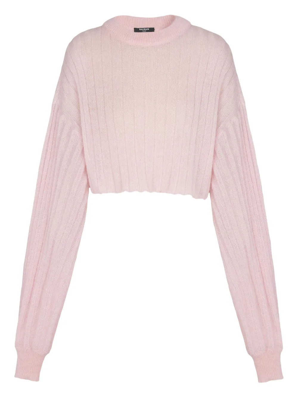 Balmain Ribbed Long-sleeve Sweater In Pink