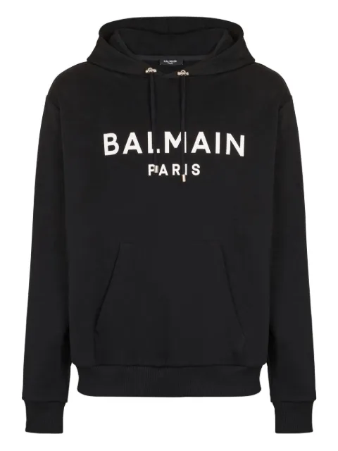 Balmain hoodie de algodón con logo estampado