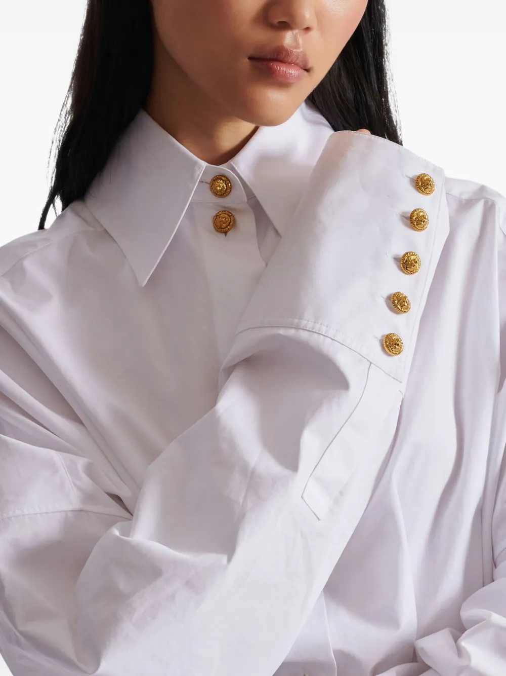 Balmain Popeline blousejurk met knopen Wit