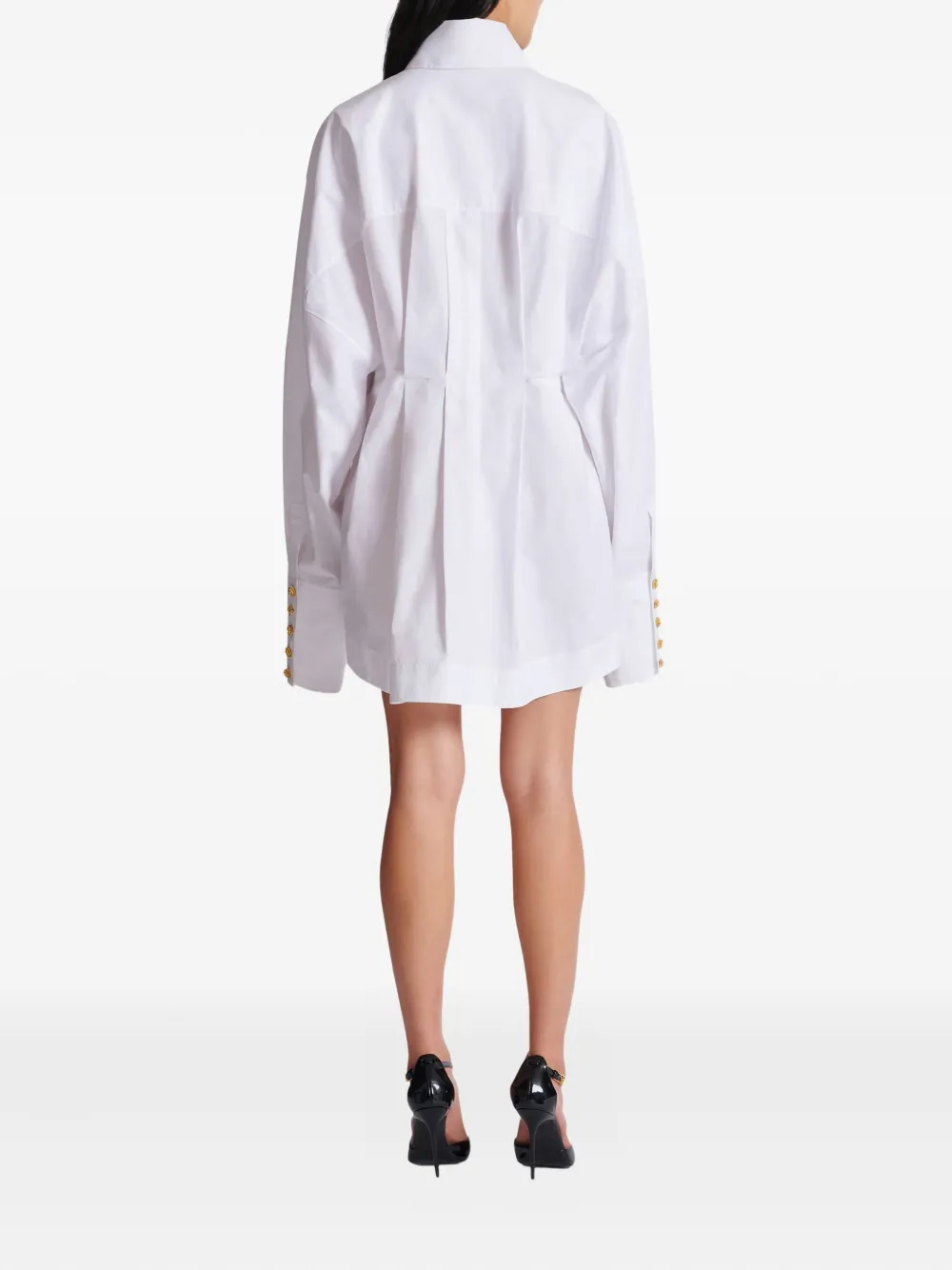 Balmain Popeline blousejurk met knopen Wit