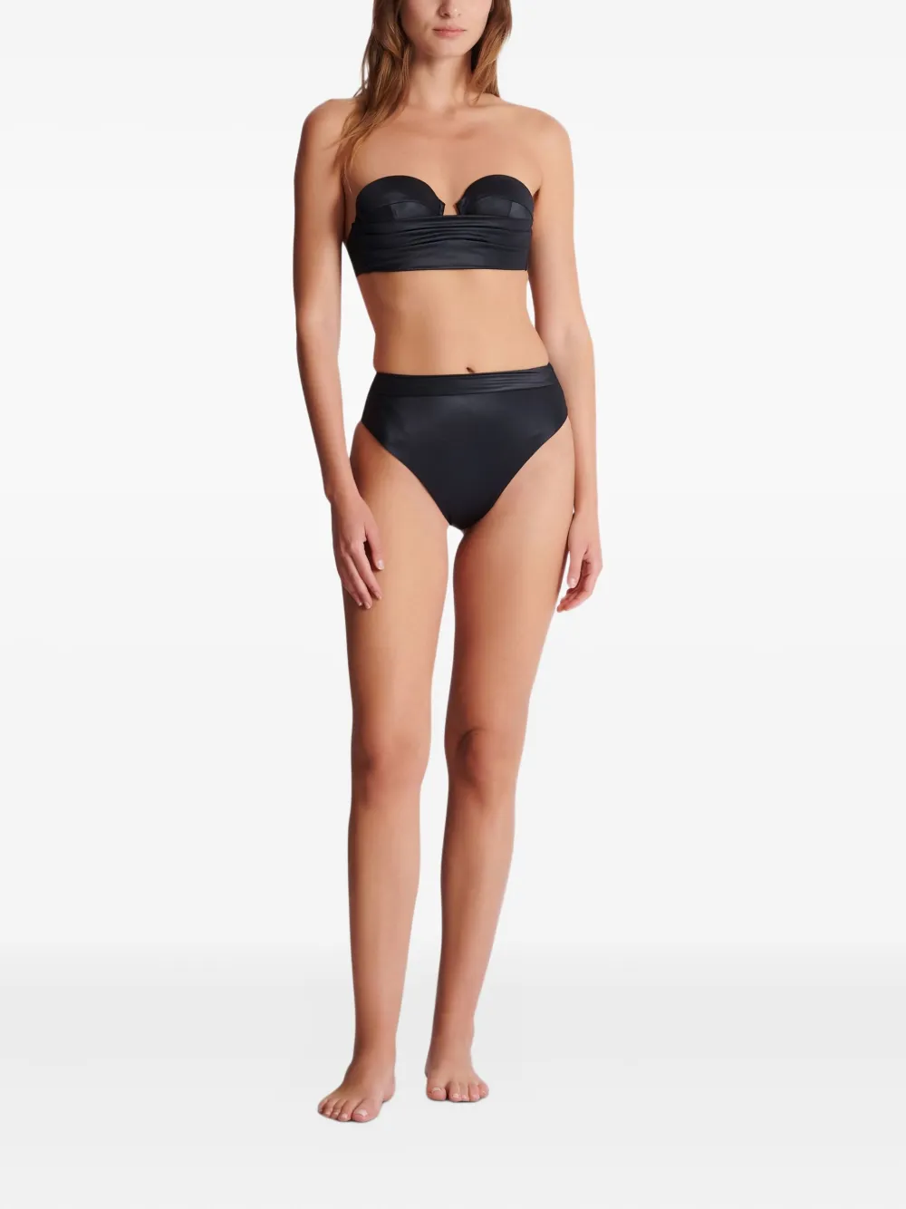  Balmain Ruched Bikini - Black 