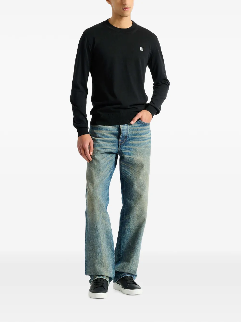  Balmain Pull à Col Rond - Bleu 