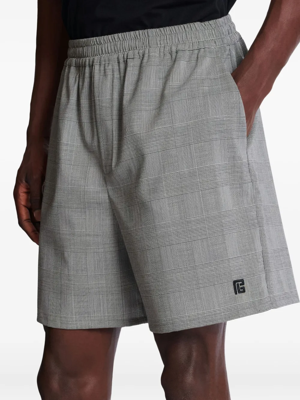 Balmain Wollen shorts met Prince-of-Wales patroon Grijs