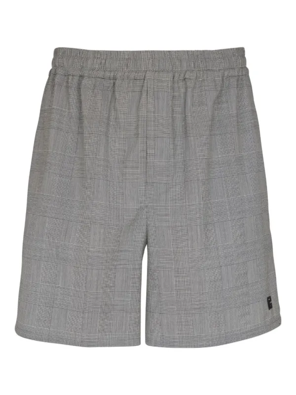 Balmain Prince-of-wales-pattern Wool Shorts in Grey