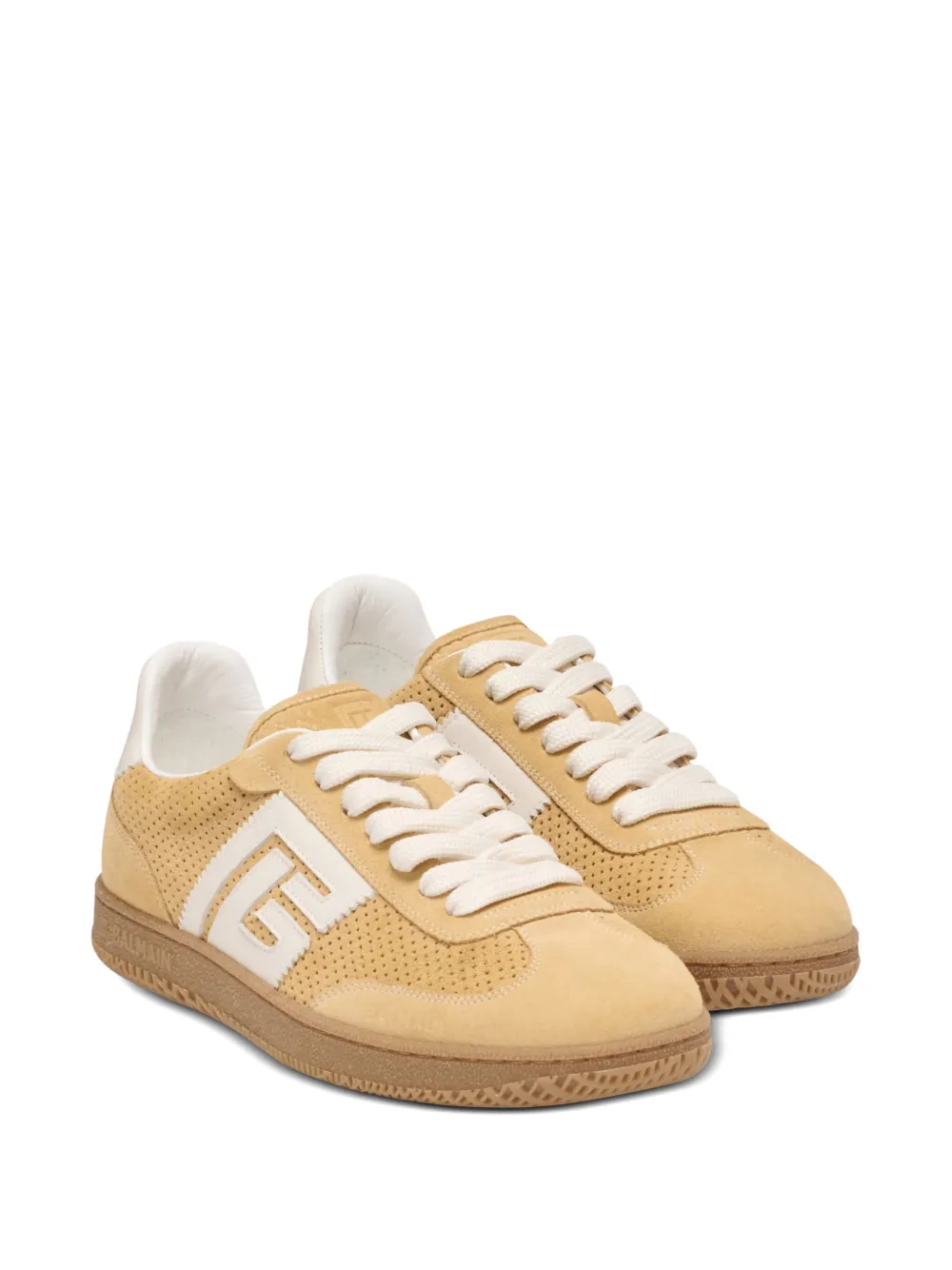 Balmain Swan sneakers met geperforeerd detail Beige