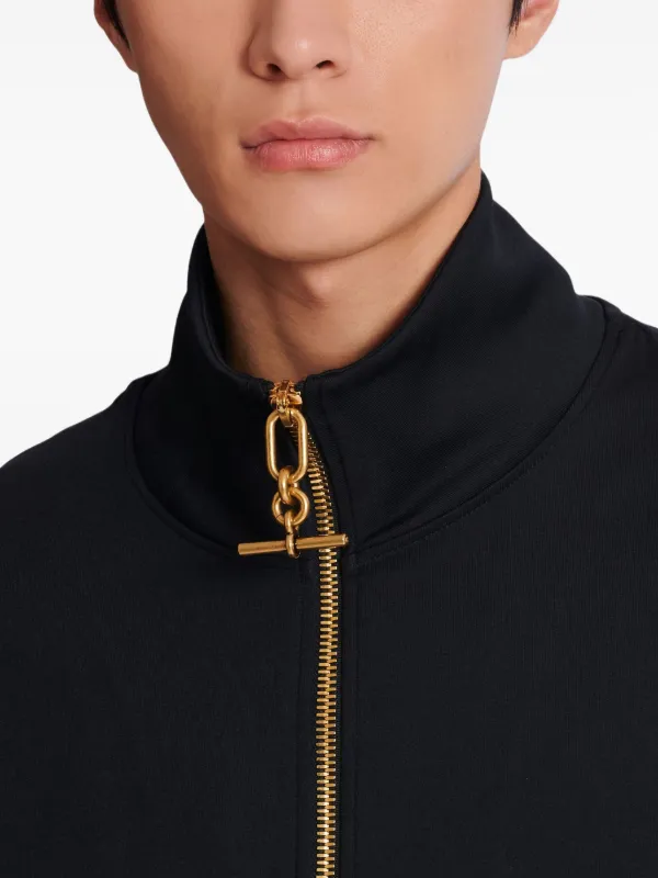 Balmain T-bar-detail Zip Track Jacket | Black | FARFETCH