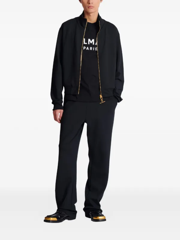 Balmain T-bar-detail Zip Track Jacket | Black | FARFETCH