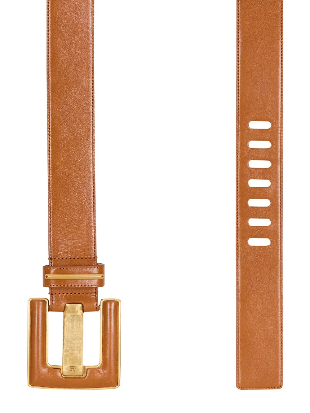  Balmain Anthem Leather Belt - Brown 