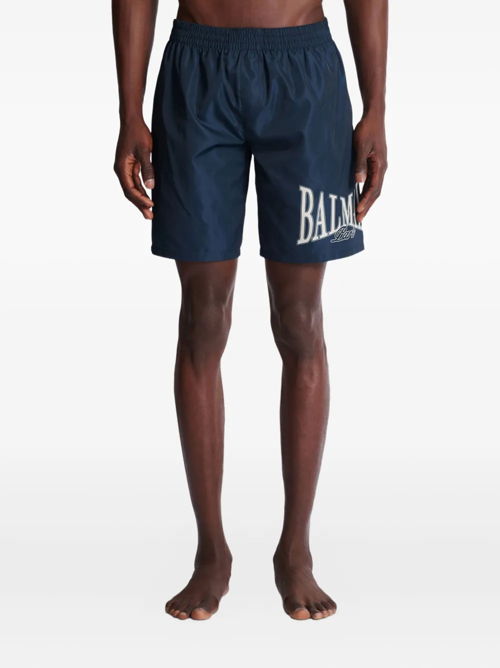  Balmain College-logo Swim Shorts - Blue 