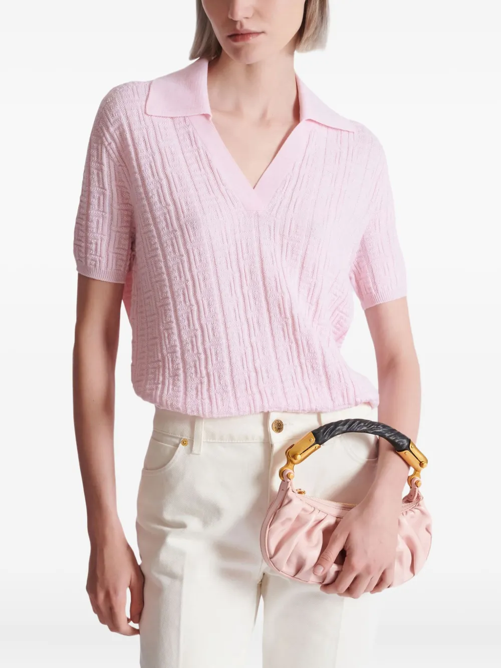 Balmain Ebene mini-shopper van kalfsleer - Roze