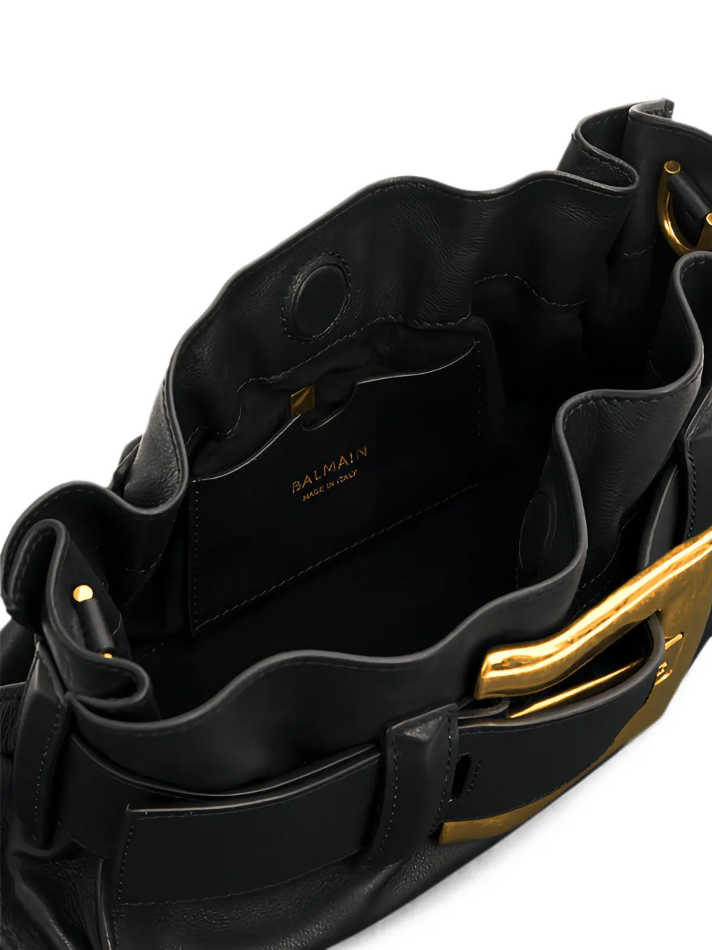 Balmain Anthem leren mini-schoudertas met gespen Zwart