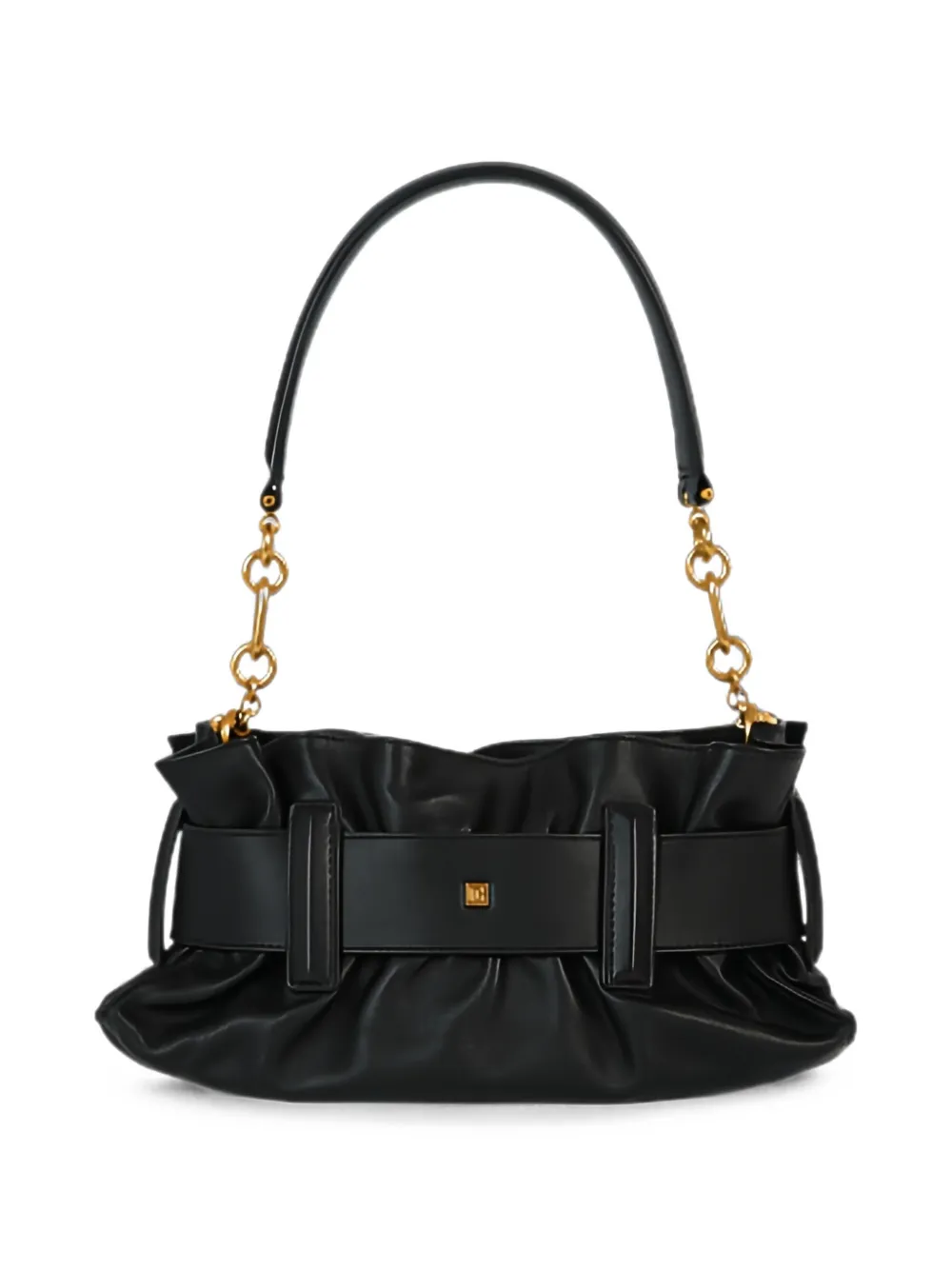 Balmain Anthem leren mini-schoudertas met gespen Zwart