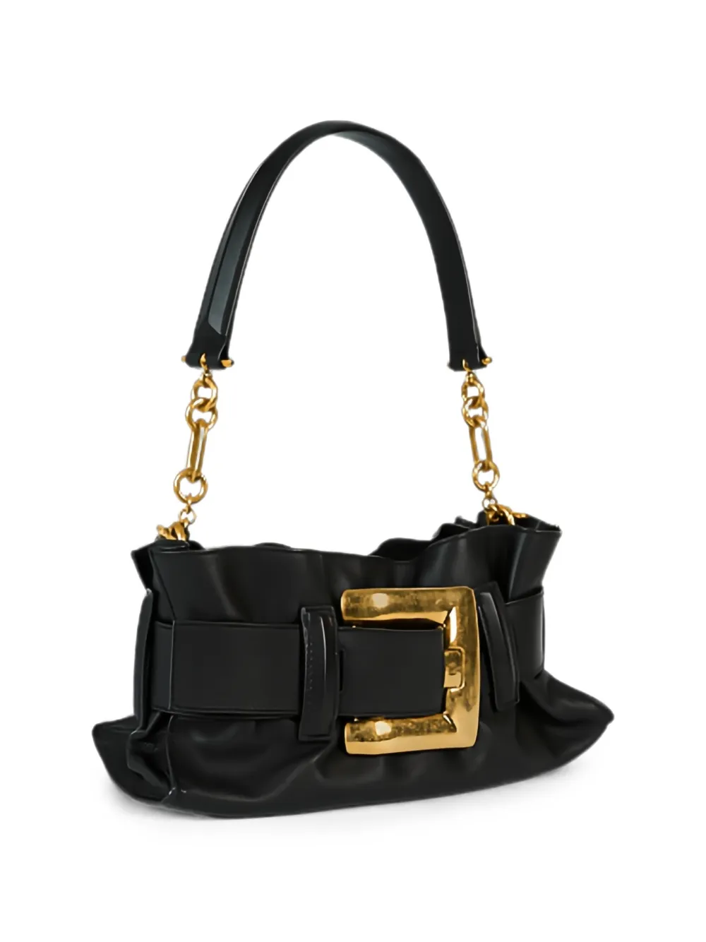 Balmain Anthem leren mini-schoudertas met gespen Zwart
