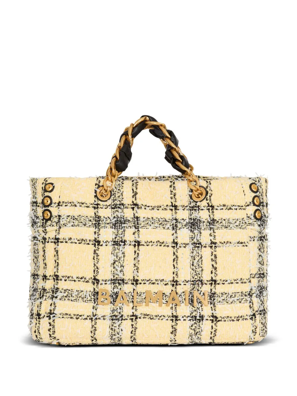 Balmain 1945 plaid-pattern tote bag | Yellow | Image 1
