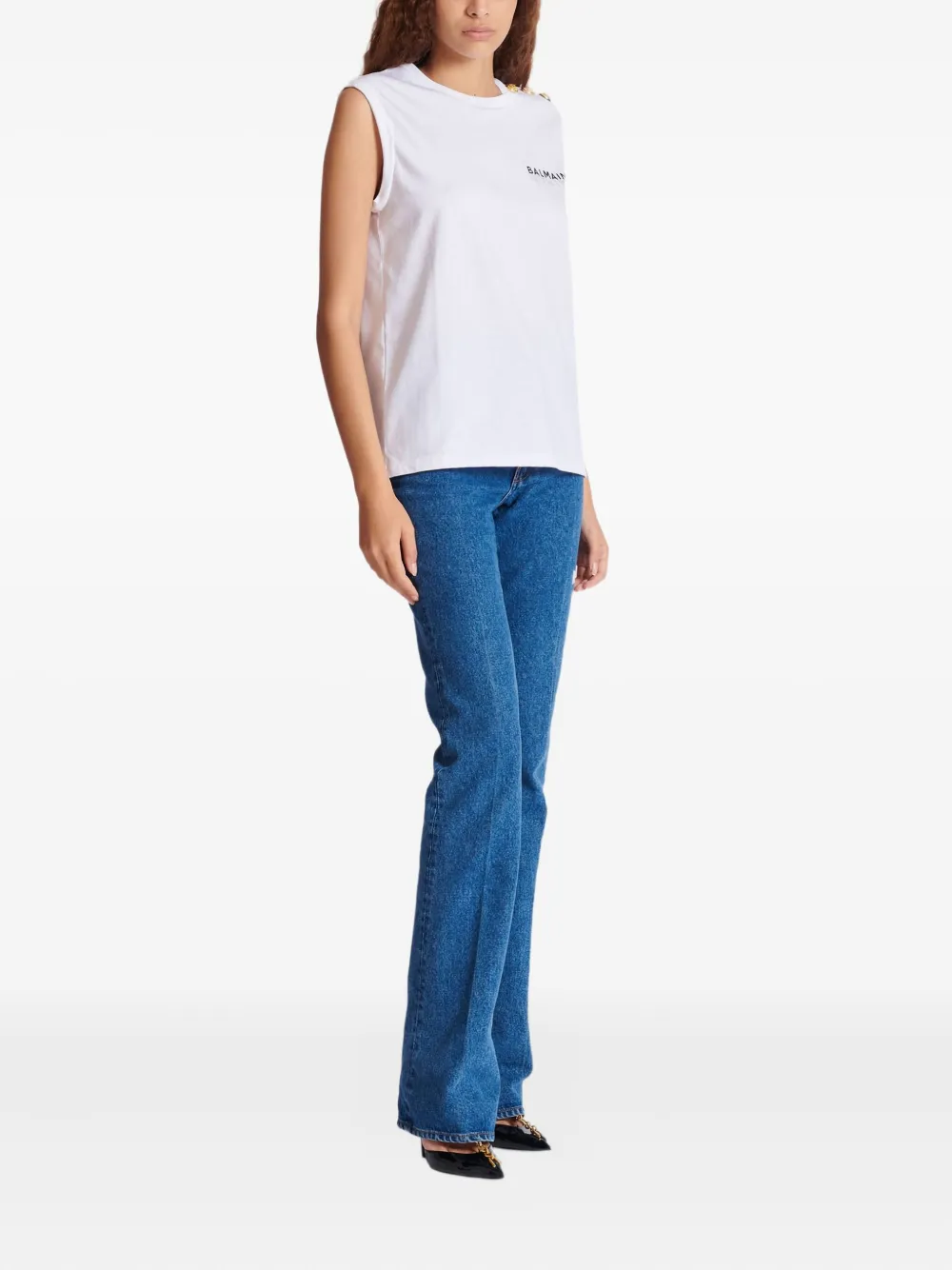 Balmain Tanktop met knoopdetail Wit