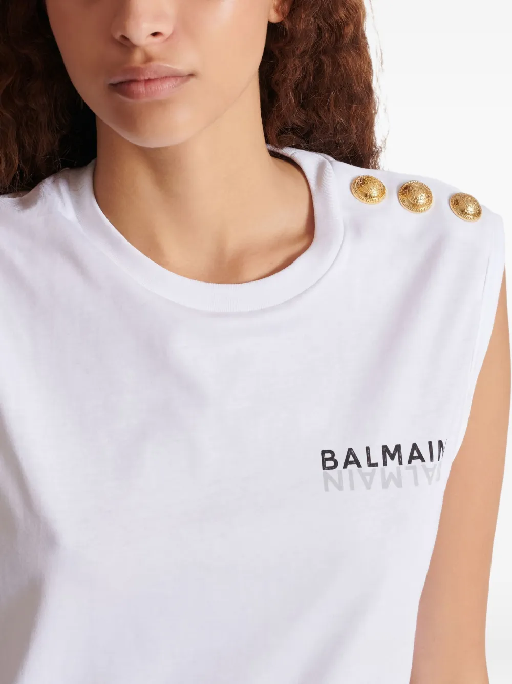 Balmain Tanktop met knoopdetail Wit