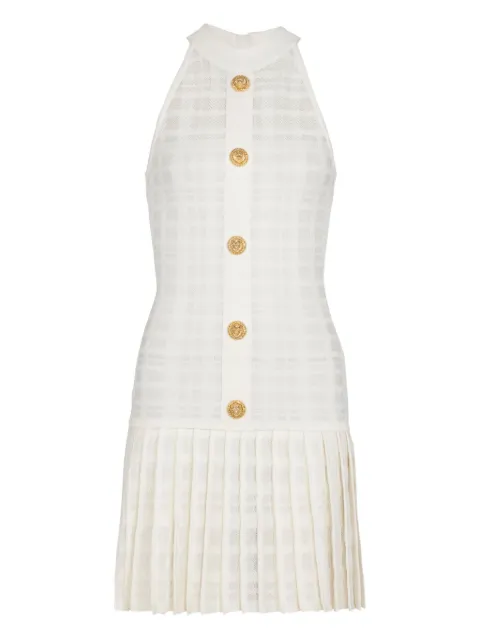 Balmain button-embellished pleated dress