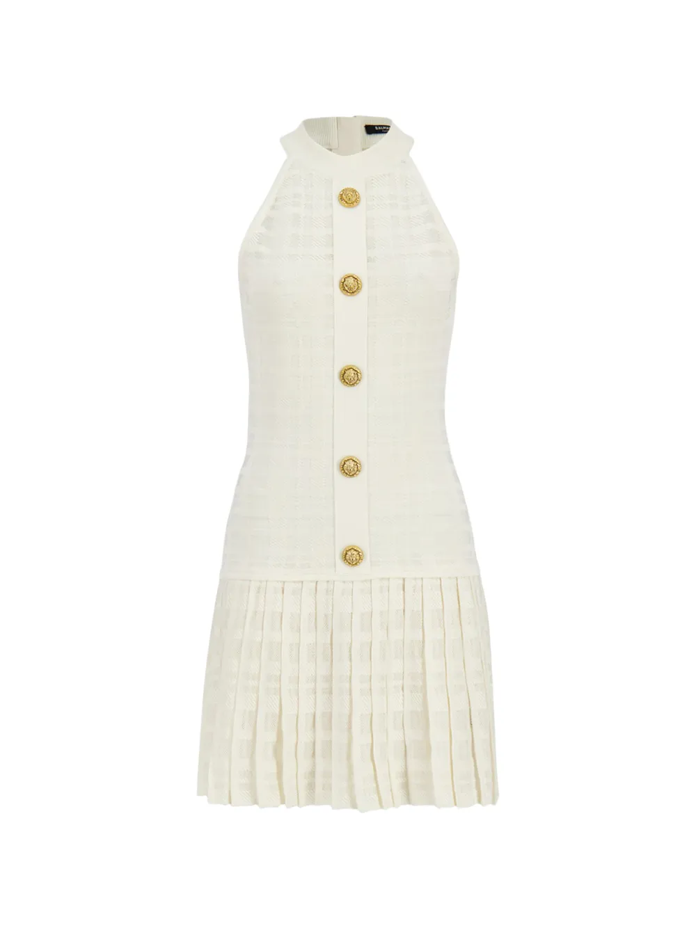 Balmain Jurk met plooien en verfraaid met knoop Wit