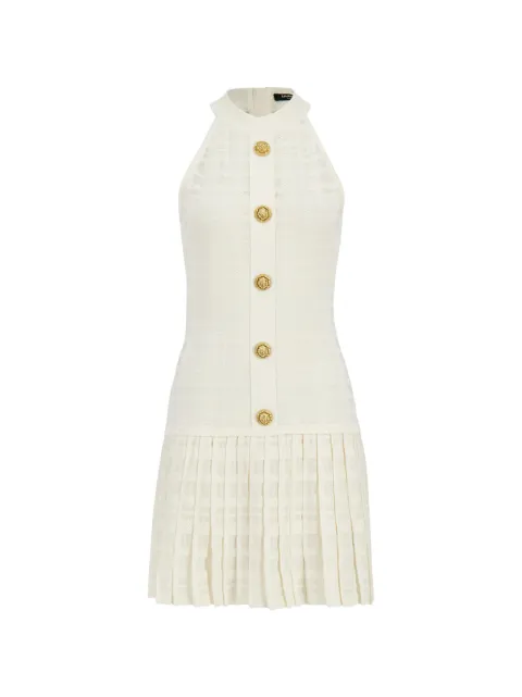 Balmain button-embellished pleated dress