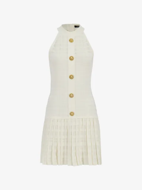 Balmain vestido plisado con detalle de botones