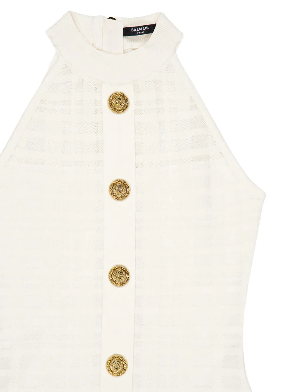 Balmain Jurk met plooien en verfraaid met knoop Wit