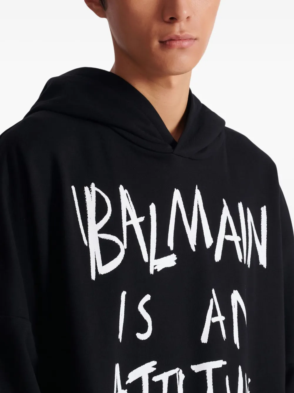 Balmain Katoenen hoodie Zwart