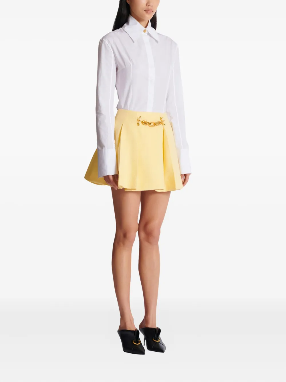  Balmain Chain-detail Mini Skirt - Yellow 